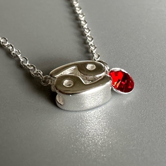 Sterling Silver Ruby Cancer Necklace - Picture 4 of 7